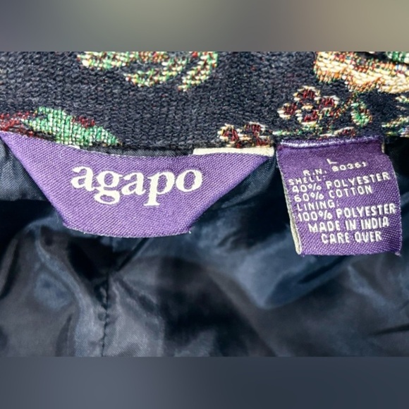 Agapo Blazer Size Large Suit Jacket‎ Vintage Floral Embroidered Office Career - Picture 7 of 8